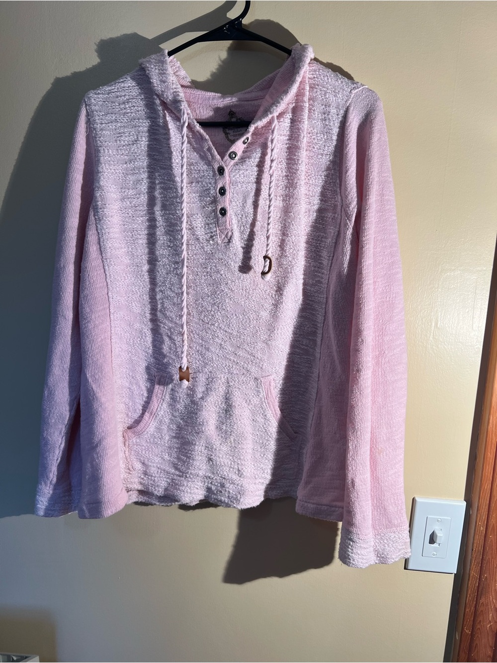 Women’s Ruff Hewn Pink Hooded Terry Cloth Sweatshirt Size PXL